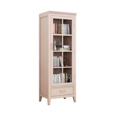 China Brief Arch Wall Display Cabinet Modern Solid Wood Book Shelves With Glass Doors for sale