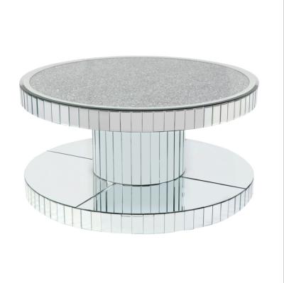 China Original Design Sliver Crushed Diamond Center Sofa Glass Coffee Table With Mirror for sale