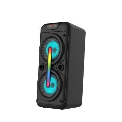 China High Quality Private 4 Inch Loudspeaker Mega Bass Factory Dual Wireless Portable BT Speaker With FM Radio USB TF Disco Light for sale