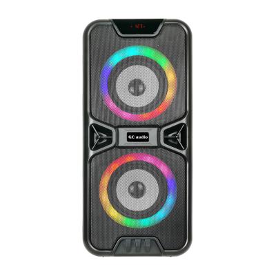 China New Arrival Portable Wireless Super Bass BT Wireless Speaker With Aux Rechargeable Battery Disco Lighting FM Radio USB/TF Port/MIC Input for sale