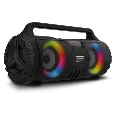 China New hot sale private rechargeable portable karaoke boombox wireless BT speaker with fm light usb radio colorful micro sd mic in for sale