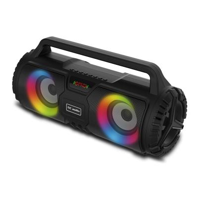 China New Arrival Wireless BT Boombox Indoor Outdoor Portable Wireless Speaker with FM Radio USB TF MIC Rechargeable Battery IN Disco Lighting for sale