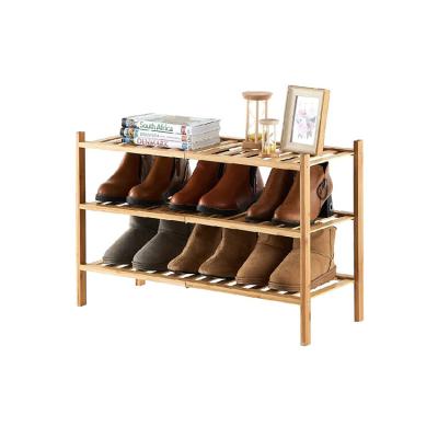 China (Size) 3/6 Layer Adjustable Bamboo Shoe Rack Storage Organizer Install Free Multi-Layer Shelf Rack Stackable Mode for sale