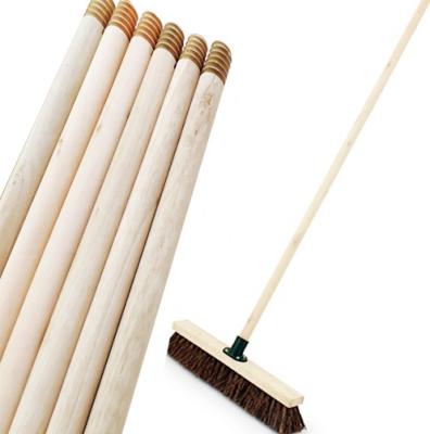 China High Quality Smooth Natural Wood Handle Stick Broom Used For Outdoor And Indoor Cleaning Broom for sale