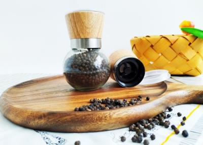 China Glass Black Peppercorn Grinders with Round Glass Jars for sale