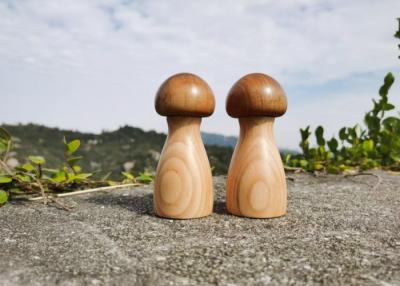 China Acacia Wood & Rubber Wood Jar Adjustable Salt & Pepper Grinder Mushroom Style for sale