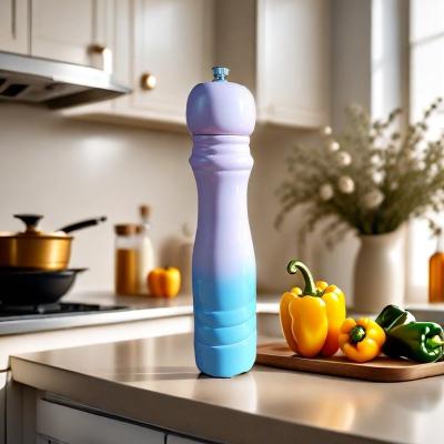 China Adjustable Rubber Wood 4colors Salt / Spices / Pepper Mill for sale