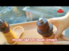 refillable wooden salt and pepper grinders with adjustable size / shape