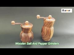 natural wood color wooden salt and pepper grinder set