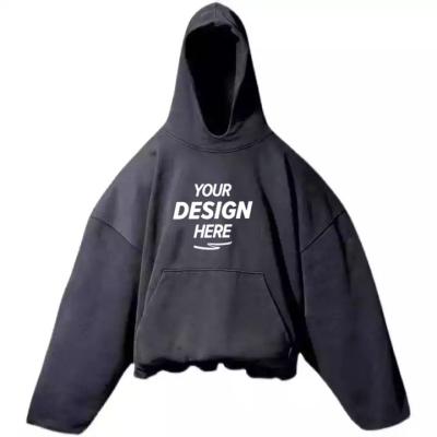 China KY32 Anti-Wrinkle Custom Basics Vintage Wash Loose Mens Streetwear Sweatshirt Dipped Kanye West Padded Boys Pullover Hoodie For Men for sale