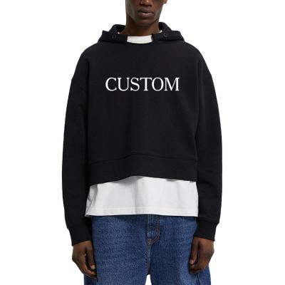 China OEM HG331 Custom Print Cotton Viable Oversize Men's Open Neck Crop Top Short Hoodie for sale