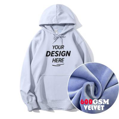 China Custom Logo 600Gsm AG600H Pullover Cotton Breathable Heavy Men's Custom Bulk White Solf Shear Oversized Hoodies for sale