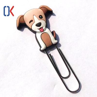 China Business Promotional Cute Dog Logo PVC Metal Clip Cue Custom Mark Silver Clip Promotion Gifts for sale