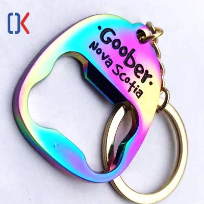 China Promotion Gift Metal Rainbow Plating Bottle Opener High Quality Wholesale Custom Key Chain Key Chain for sale