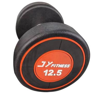 China gym dumbbell 50kg steel weight strength training equipment rubber dumbbell rubber covered rubber casing in lbs dumbbell set 2.5/5/7.5/10/12.5/15/ 25kg for sale