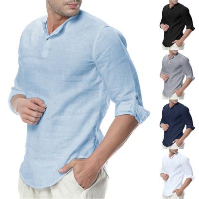 China 2021 New Fashion Comfortable Soft Canvas Shirt Plus Size Casual Shirt Men's Anti-pilling Breathable Shirt for sale