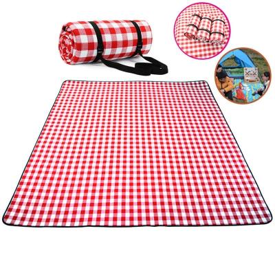 China Soft Portable Travel Beach Camping Blanket Mat Fashion Thicken Pad Breathable Portable Foldable Outdoor Waterproof Picnic Plaid White Red for sale