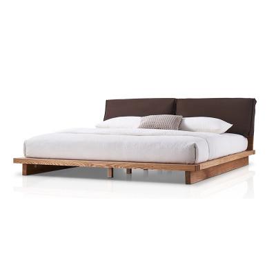 China Wabi sabi sabi sabi style modern queen king luxury simple double frame upholstered wooden child beds for sale