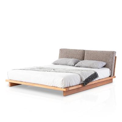 China Wabi sabi sabi sabi style modern queen king luxury simple double frame upholstered wooden child beds for sale