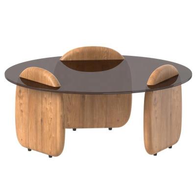 China Nordic wooden wooden coffee table Wabi sabi style modern luxury living room coffee table sets coffee table for sale