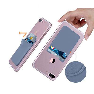 China Custom Durable Adhesive PVC 3M Sticker Soft Silicone Card Holder Silicone Credit Cell Phone Sticky Card Holder for sale