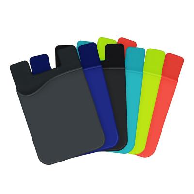 China 3M Sticker Custom Color Silicone Phone Card Holder Shockproof Strong Sticky Wallet for sale