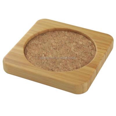 China Cork Wood Custom Design Cup Mat Water Absorption Sustainable Bamboo Wooden Tea Coaster Mat for sale