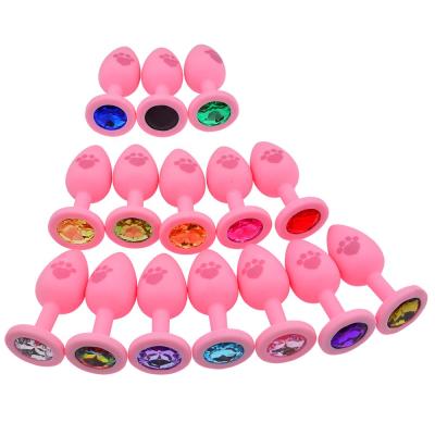 China New Arrival Soft Silicone Anal Plug Stimulate Jewel Butt Plug Rose Safe Reusable Non-Toxic Anal Toys for sale