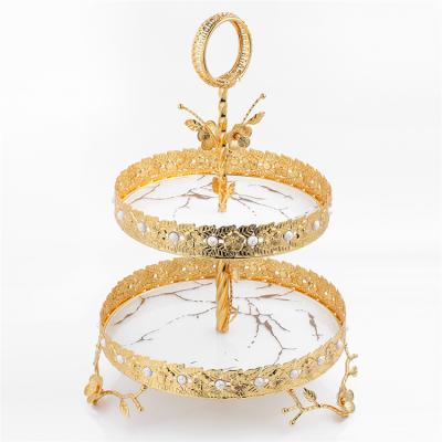 China Wholesale Fashion Moden Luxury Gold Silver Arabian Chiffon Cake Chocolate Tray for sale