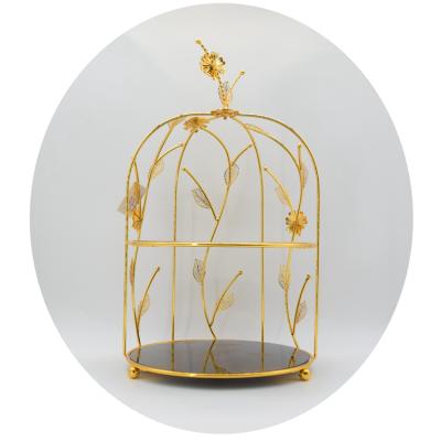 China New Style Breathable Chandelier Bar Counter Creative Wrought Metal Rack Bird Cage Retro Tray for sale