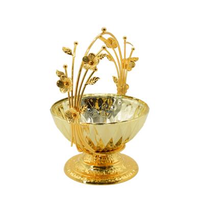 China New fashion household hotel restaurant ware design flower luxury metal fruit basket for sale