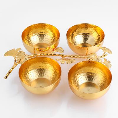 China Sustainable household gold thin layer metal candy dessert serving bowl for sale