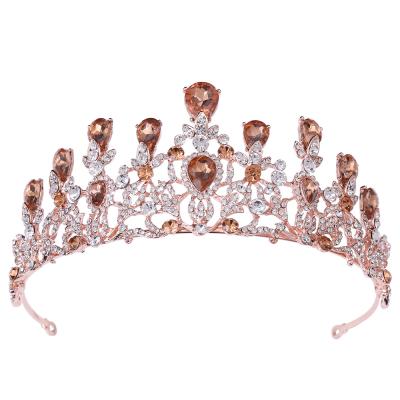 China New and American popular wedding hair accessories H1179 crystal bridal hair accessories crown multicolor water drop crown headwear for sale