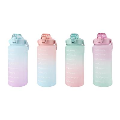 China 2L Tritan 64oz Gym Sport Viable Custom Leakproof Plastic Motivational Water Bottle With Time Marker for sale