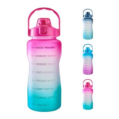 China 2000ml 64oz Sport Viable Outdoor Leak Free 2L Drinking Water Bottle With BPA Free Time Motivational Marker For Fitness Gym for sale