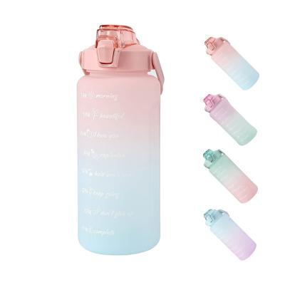 China 2l Gym Sport 64oz Time Marker Viable Plastic Motivational Water Bottle With With Straw for sale