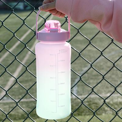 China 2l Gym Sport 64oz Time Marker Viable Plastic Motivational Water Bottle With With Straw for sale