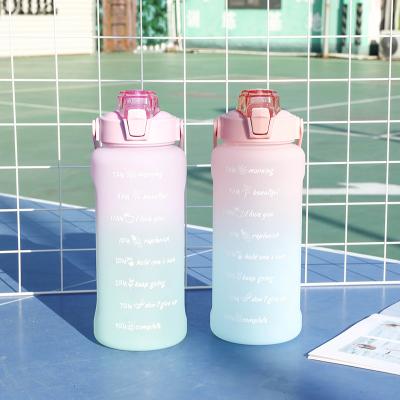 China 2l Gym Sport 64oz Time Marker Viable Plastic Motivational Water Bottle With With Straw for sale