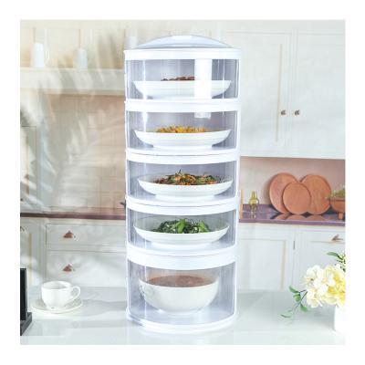 China Modern Clear Dustproof Multilayer Dishes 5 Layer Sustainable Plastic Multilayer Insulation Kitchen And Restaurant Food Covers Stackable for sale