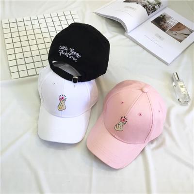 China JOINT South Korean version of the cute baseball cap yellow hook fingers embroidered pure cotton baseball cap for sale