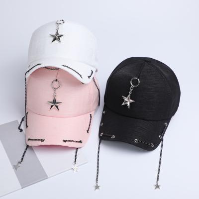 China COMMON Hot Selling Metal Cotton Tassel Baseball Cap Hip Hop Leisure High Quality Pure Baseball Cap for sale