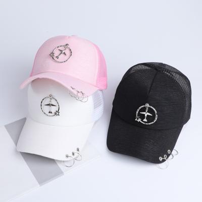 China breathable & Hop Customized Baseball Cap Iron Circle Aircraft Baseball Summer Sun Hip Waterproof Korean Wholesale Korean Pendant for sale