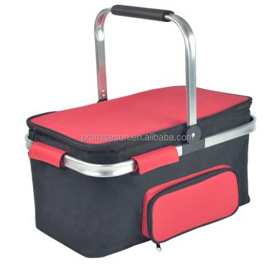 China Latest Folding Aluminum Alloy Picnic Basket Large Waterproof Detachable Aluminum Cooler Bag Thermal Bag for sale