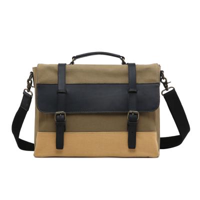 China Crossover 2018 New Trend Business Style Canvas Horse Leather Breathable Crazy Men's Canvas Messenger Bag Men's Leather Shoulder Bag for sale