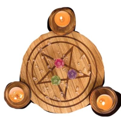 China Home decoration factory wholesale price unbreakable wooden tarot supplies candlestick for home for sale