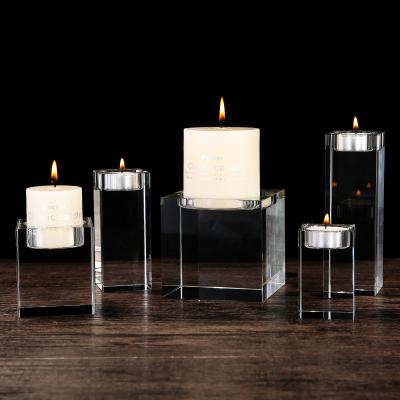 China Solid Crystal Candlestick Household Transparent Candlestick Dining Table Candle Holders for sale