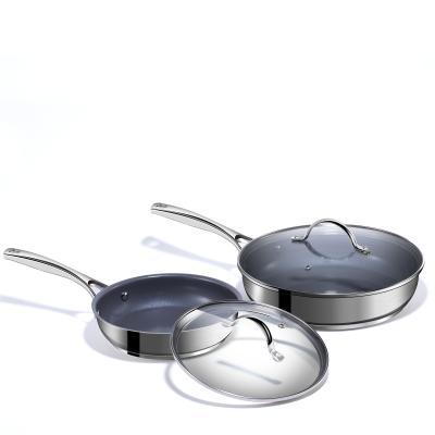 China Sustainable Cookware Sets Electric Skillets Kitchen Cooking Soup Stock Pots Stainless Steel Aluminum Nonstick Frying Pan for sale