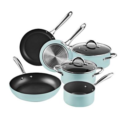 China Sustainable Kitchen 8pcs Cast Aluminum Cooking Pots And Pans Induction Ceramic Non-Stick Cookware Sets for sale