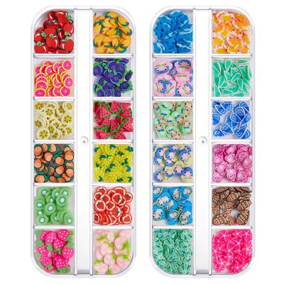 China Convenient Fruits Mixed Designs Polymer Clay Slices 3d Nail Charms Multiple Fruits Polymer Clay Slices Nail Kit Kawaii Accessories for sale