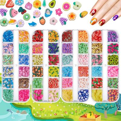 China Convenient Cartoon Mixed Designs Polymer Clay Slices 3d Nail Charms Animals Polymer Clay Slices Nail Kit Kawaii Accessories for sale